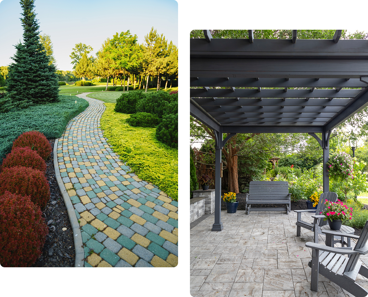 Garden seating area with chairs